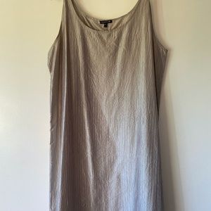Eileen Fisher Silver Washed Silk Taffeta Dress XL